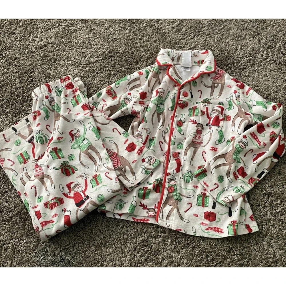Nite Nite Munki‎ Munki Kids Pajamas 6-7 Sock Monkey 2 Piece
